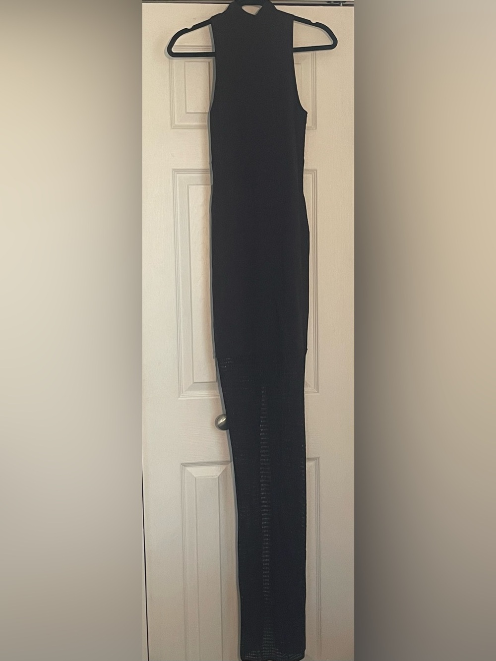 Women’s Black Stretch Knit dress with crochet bottom